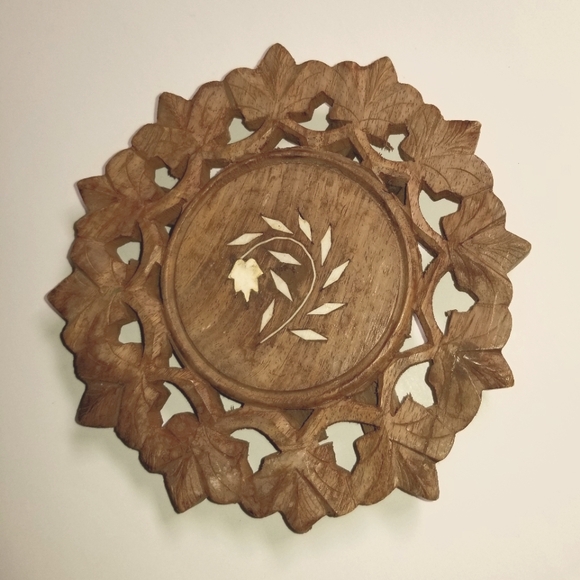 Handcrafted wood trivet riser with inlay - Picture 1 of 2